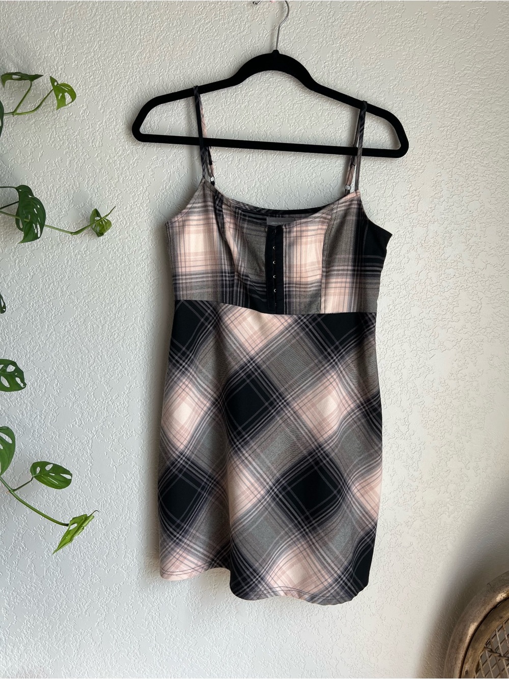 Urban Outfitters Pink & Black Plaid Plaid Dress